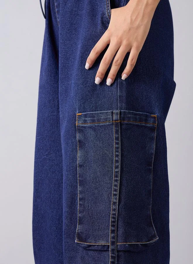NOH.VOH Panelled Acid Wash Side Pocket Cargo Jeans by Styli