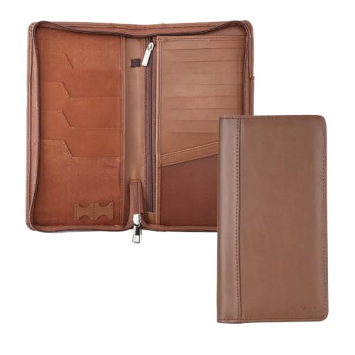 HAMELIN Unisex Vegan Leather Passport Holder | RFID Blocking Technology|Passport Holder For Family 4|Travel Organiser,Pasport Pouch Case for Men,Women with 4 Pasport Cover Slots & 8 Card Slots|Caramel - Image 1