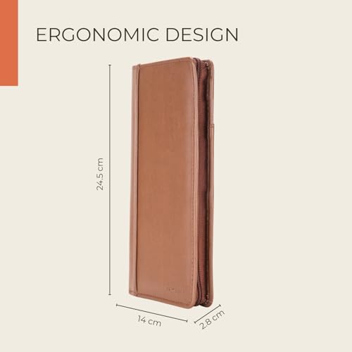 HAMELIN Unisex Vegan Leather Passport Holder | RFID Blocking Technology|Passport Holder For Family 4|Travel Organiser,Pasport Pouch Case for Men,Women with 4 Pasport Cover Slots & 8 Card Slots|Caramel - Image 4