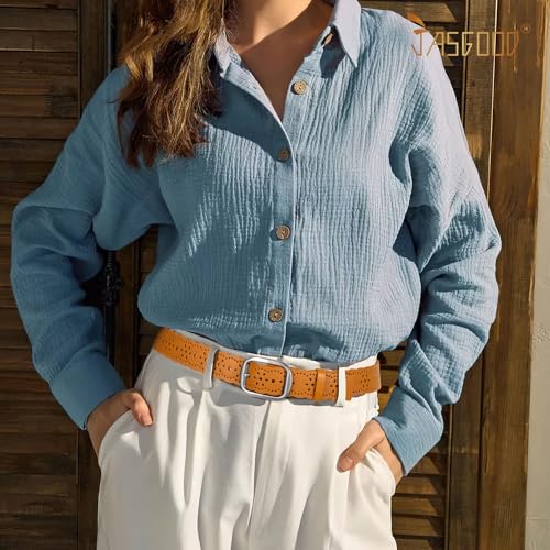 JASGOOD Women's Hollow Flower Cowhide Leather Belt With Alloy Buckle(Suit for waist size 25-34Inch,13-Orange-1.5 Wide) - Image 2