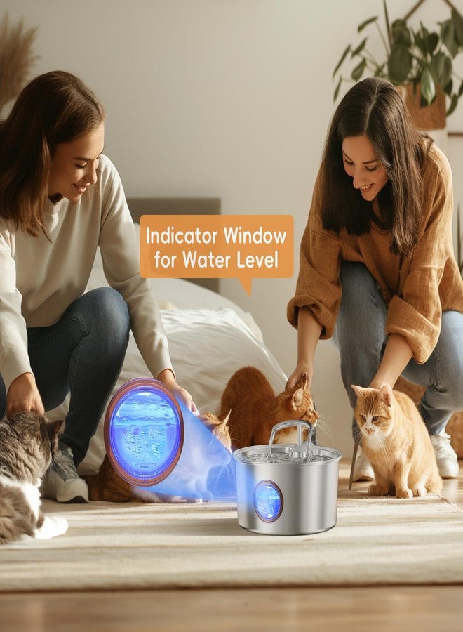 tomxcute نافورة مياه للقطط من تومكسكيوت مصنوعة من الفولاذ المقاوم للصدأ - 3.2 لتر (108 أونصة) - نافورة شرب للقطط مزودة بنافذة لمستوى الماء، ومضخة ذكية، وفلاتر للقطط والكلاب والحيوانات الأليفة المتعددة. - Image 3