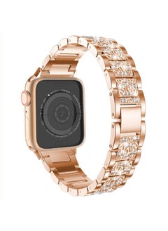 Replacement Strap Three Stainless Steel Straps with Rhinestones For Series 7 41mm / 6 & SE & 5 & 4 40mm / 3 & 2 & 1 38mm Gold
