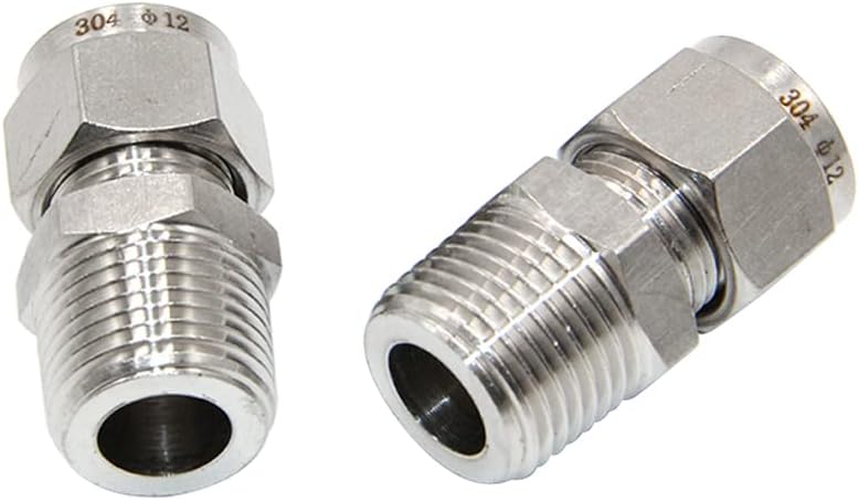 Pysrych 304 Stainless Steel Compression Fitting 8mm Tube OD x 1/4" NPT Male Coupler Straight Adapter Connect with Double Ferrules Pack of 2 - Image 4