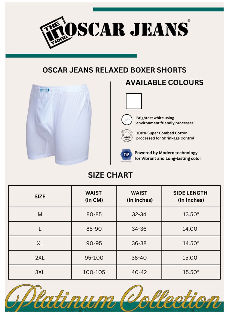OSCAR JEANS - Platinum Collection 100% Cotton Mens Underwear Boxer Comfort Fit Organic Ultrasoft Antibacterial Brightest White 3 Pack - Image 1