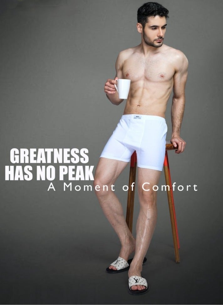 أوسكار جينز مجموعة بلاتينيوم، ملابس داخلية رجالية بوكسر قطنية 100%، مريحة، فائقة النعومة، مضادة للبكتيريا، لون أبيض ناصع، عبوة من 3 قطع - Image 3