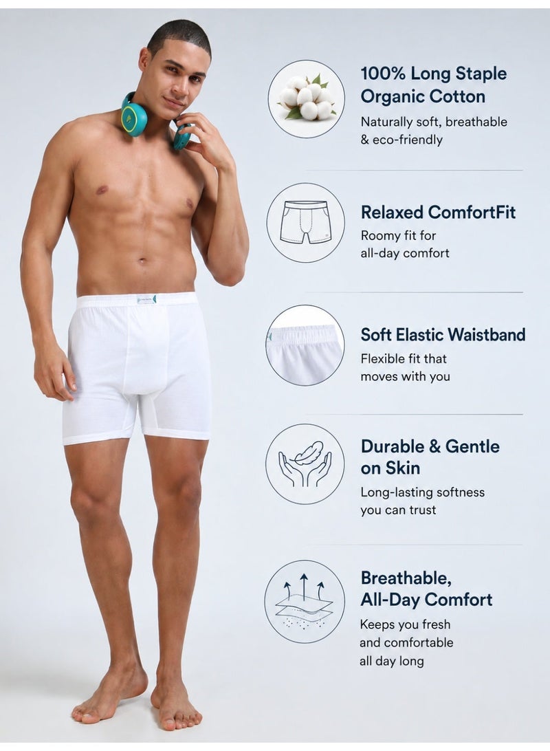 OSCAR JEANS 3-Pack Organic 100% Cotton Mens Underwear Boxer Comfort Fit Ultrasoft Antibacterial Long Staple Supreme Cotton - Image 2