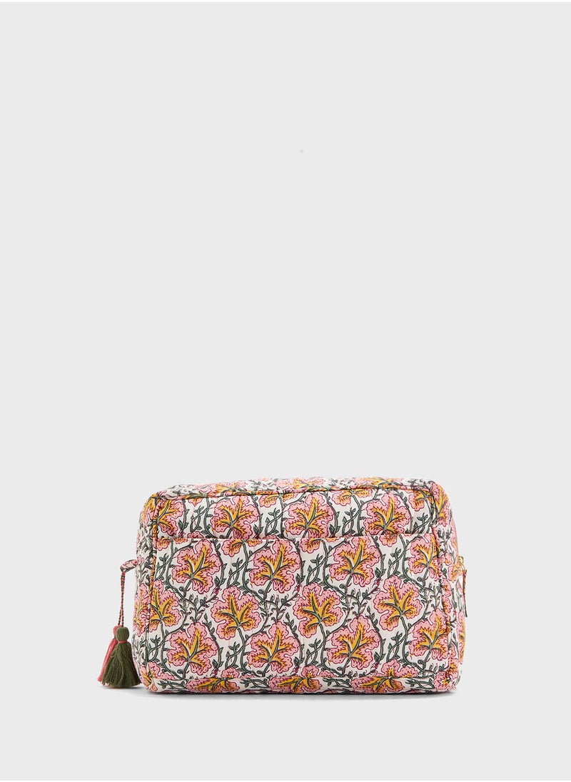 MANGO Flower-Printed Cotton Toiletry Bag  - Image 2
