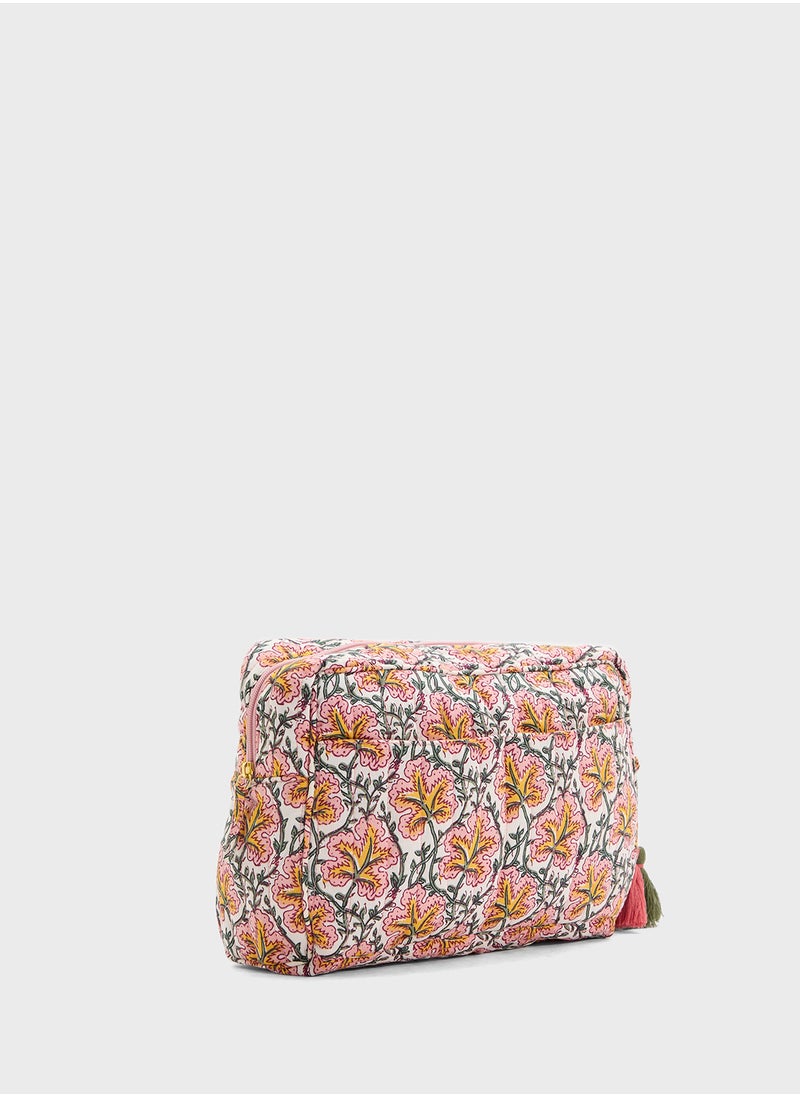 MANGO Flower-Printed Cotton Toiletry Bag  - Image 3