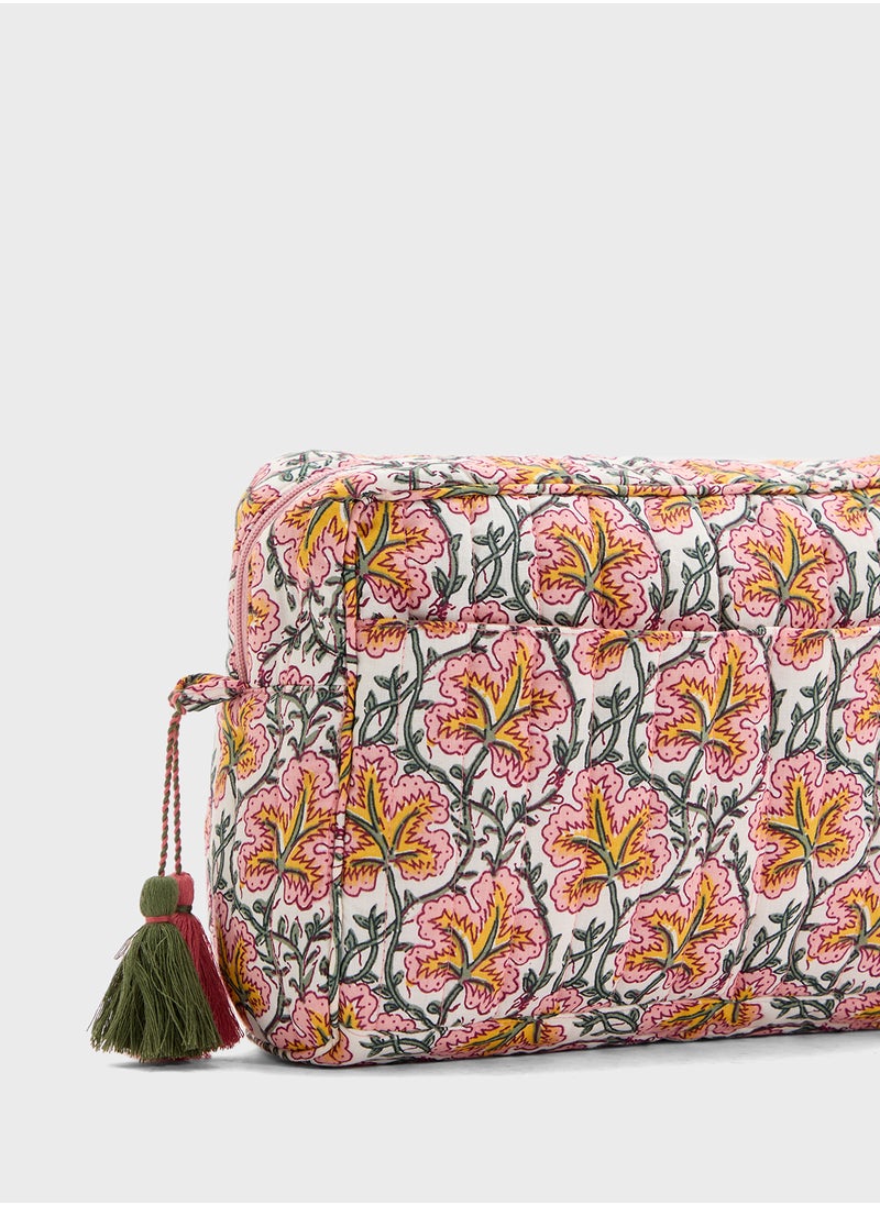 MANGO Flower-Printed Cotton Toiletry Bag  - Image 4