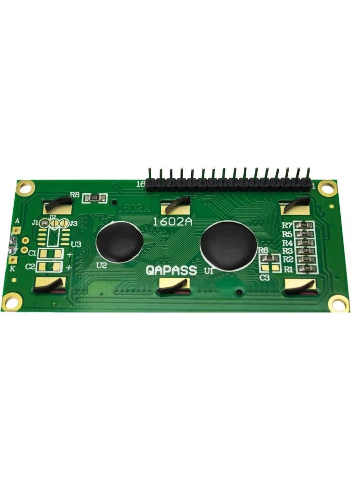 Robotistan - Header Soldered 2X16 LCD Screen - Black on Green - Image 1