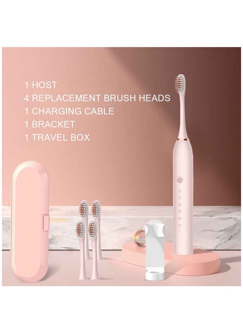 Arabest Super Whitening Sonic Electric Toothbrush 4 Brush Heads and Usb Rechargeable Ultrasonic Toothbrush 420000 Vpm Electric Motor and Travel Case 6 Smart Modes  - Image 1