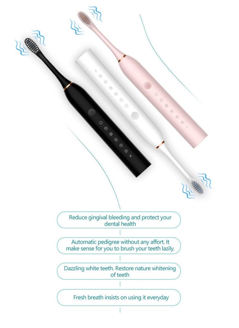 Arabest Super Whitening Sonic Electric Toothbrush 4 Brush Heads and Usb Rechargeable Ultrasonic Toothbrush 420000 Vpm Electric Motor and Travel Case 6 Smart Modes  - Image 3