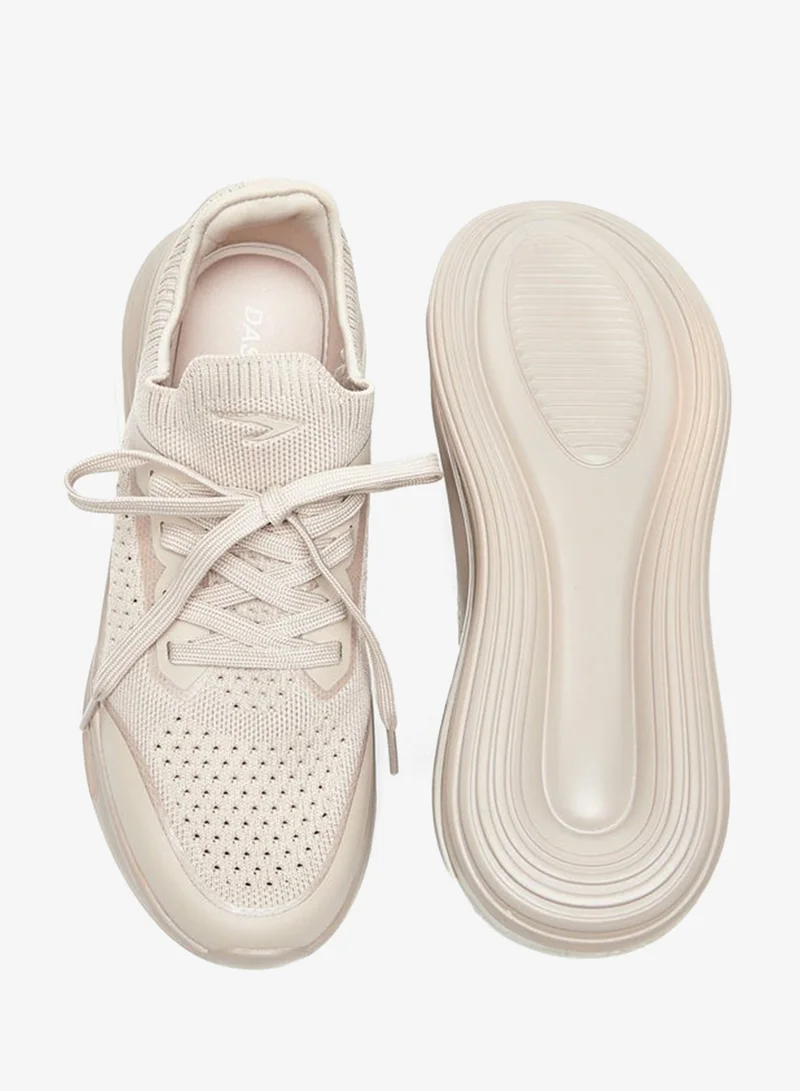 Dash Monotone Walking Shoes with Lace-Up Closure