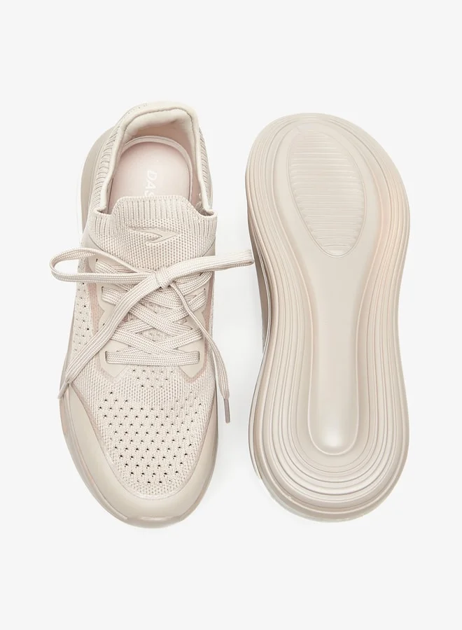 داش Monotone Walking Shoes with Lace-Up Closure