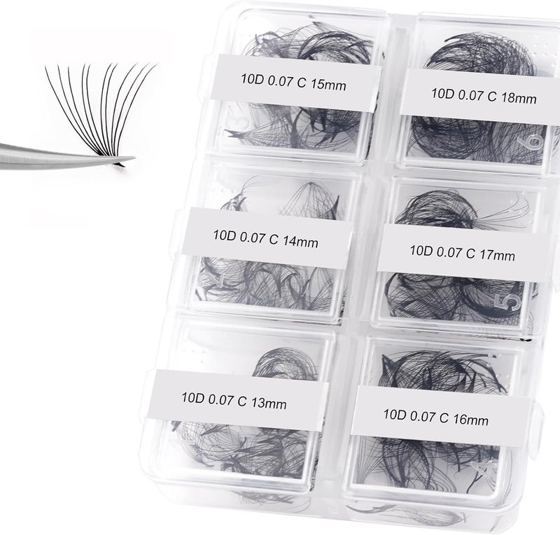 FADLASH Premade Fans Eyelash Extensions 300pcs 10D Premade Lash Fans C Curl Pre Made Fans Lash Extensions Volume Eyelash Extensions Premade Eyelash Fans Loose Fans (10D-0.07C-13-18mm) - Image 1