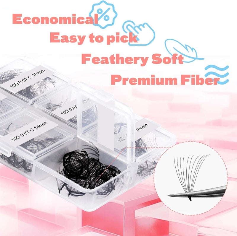 FADLASH Premade Fans Eyelash Extensions 300pcs 10D Premade Lash Fans C Curl Pre Made Fans Lash Extensions Volume Eyelash Extensions Premade Eyelash Fans Loose Fans (10D-0.07C-13-18mm) - Image 3