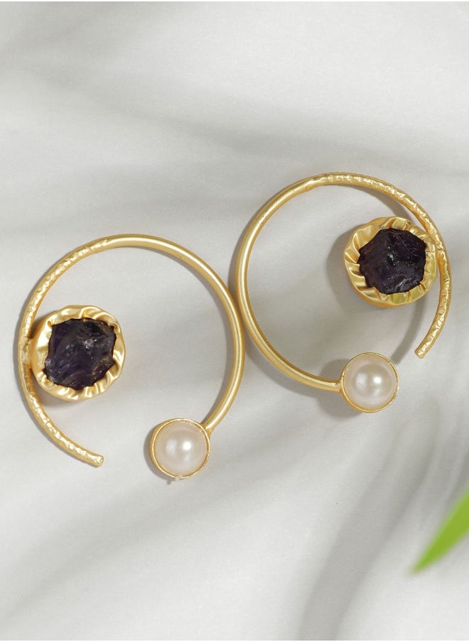 ISHIN Gold-Plated Circular Drop Earrings  - Image 4