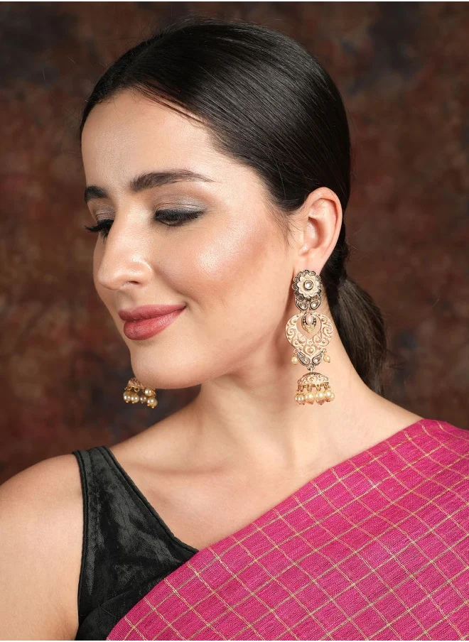 آي شين Gold-Toned Floral Jhumkas Earrings