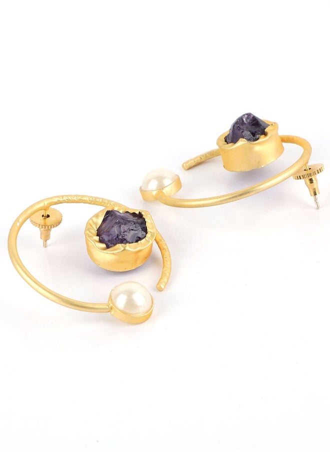 ISHIN Gold-Plated Circular Drop Earrings  - Image 3