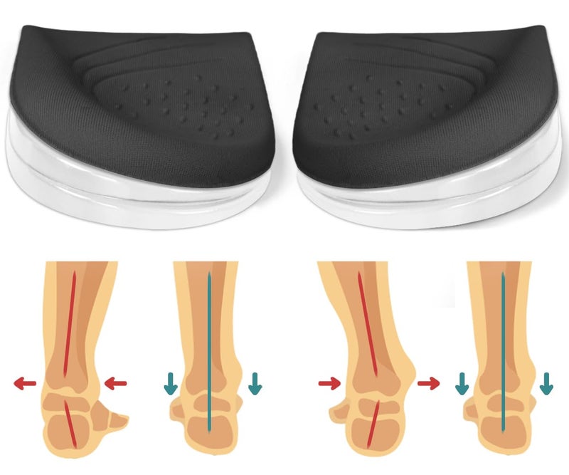 Skyfoot Skyfoot 3 Layers Adjustable Heel Wedge Inserts for Supination Pronation Correction Adhesive Medial Lateral Heel Insoles for Bow Legs Knee Pain Foot Alignment L W 711 M 710 Black
