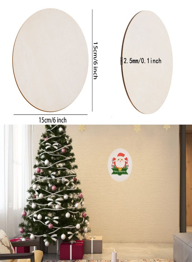 AWIZOM 60 Pcs 6 Inch Wood Circles for Crafts Unfinished Circles Wooden Rounds Natural Round Wooden Disc Cutouts Blank Wood Slices for DIY Crafts, Coaster, Painting, Engraving, Home Decorations - Image 2