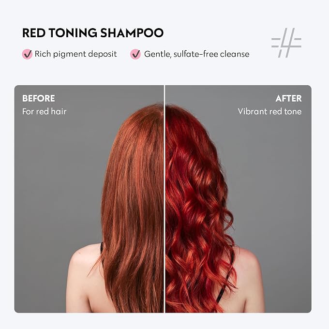 FOUR REASONS Hair Color Shampoo (8 Colors) Sulfate Free Red Hair Toner Color Depositing Shampoo for Color Treated Hair, Vegan, 8.45 Fl Oz (Red) - Image 2
