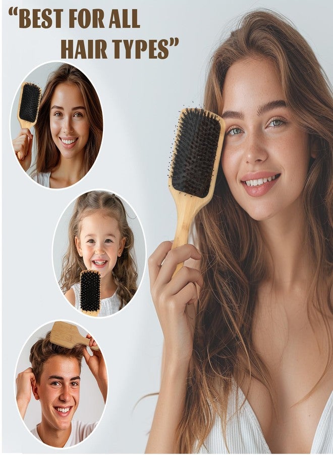 Zoolinn Wooden Paddle Hair Brush with Bristle & Detangling Pins – Hairbrush for Men, Women, to Reduce Frizz, Restore Shine & Promote Healthy Hair - Image 3