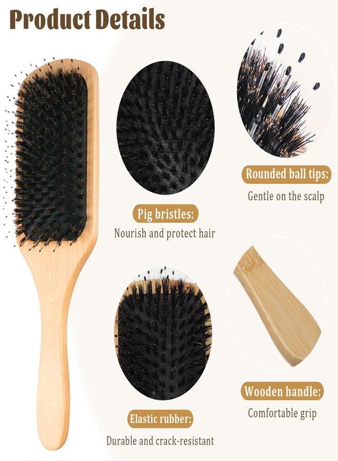 Zoolinn Wooden Paddle Hair Brush with Bristle & Detangling Pins – Hairbrush for Men, Women, to Reduce Frizz, Restore Shine & Promote Healthy Hair - Image 2