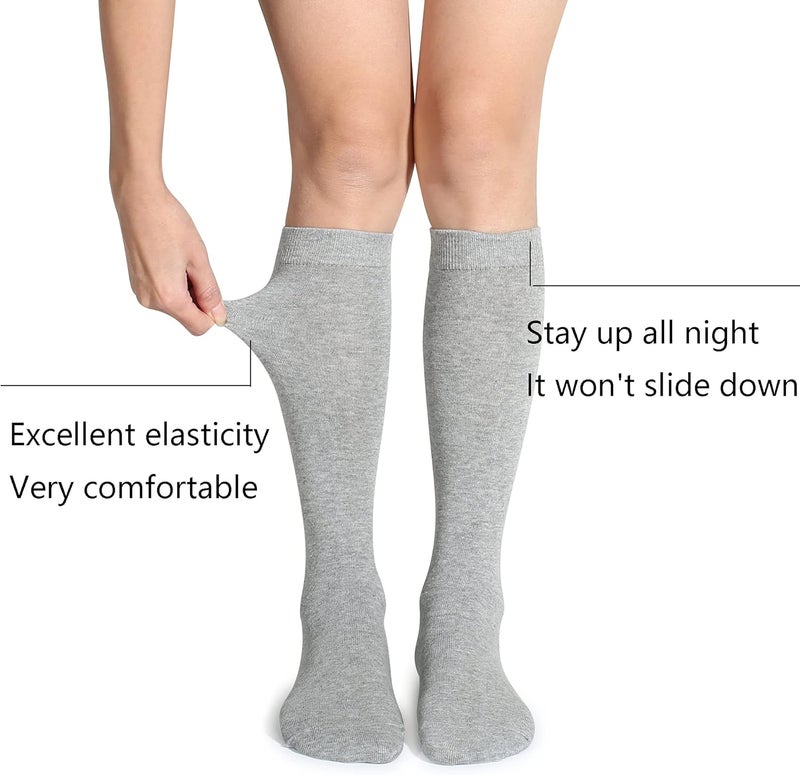 Leotruny 3 Pairs Women's Cotton Opaque Knee High Socks - Image 2