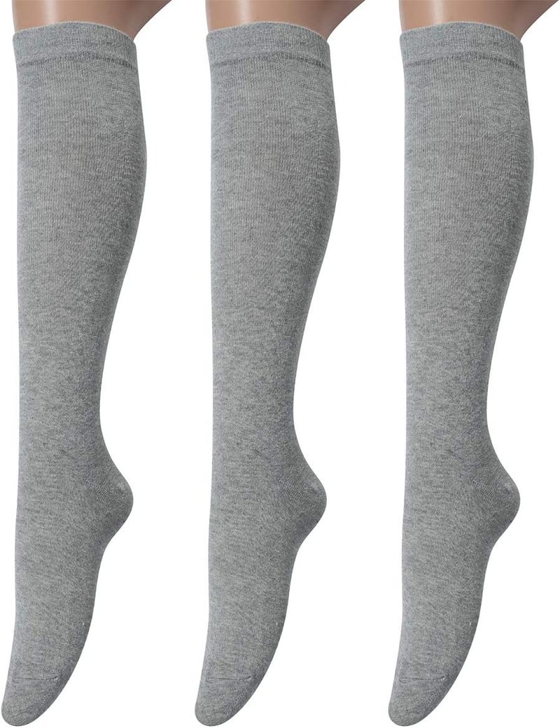Leotruny 3 Pairs Women's Cotton Opaque Knee High Socks - Image 1