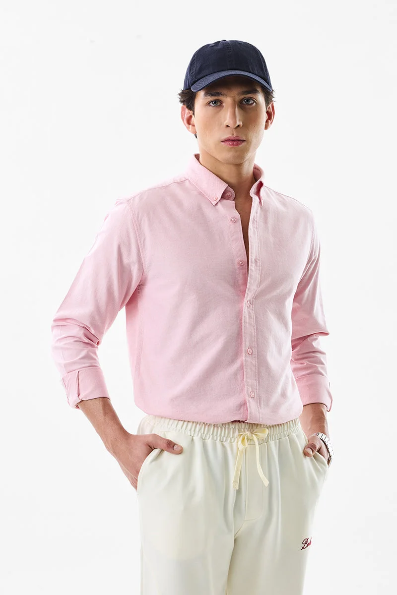 SNITCH Slim Fit Cotton Core Lab Pink Oxford Shirt