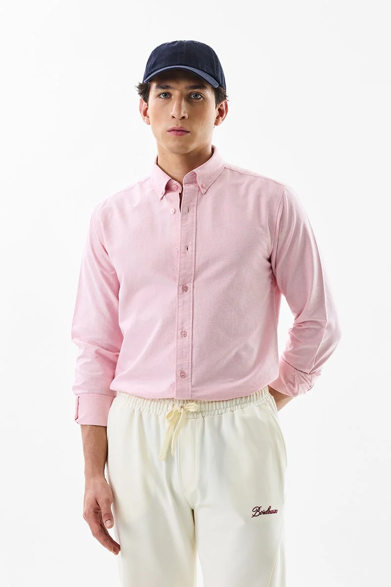 سنيتش قميص أكسفورد قطني وردي بقصة ضيقة