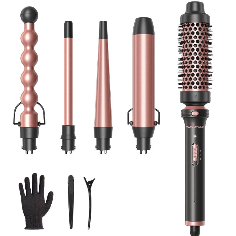 Wavytalk 5 in 1 Curling Wand Set, Multi Curl, Curling Wand Set with Thermal Brush and 4 Interchangeable Ceramic Curling Wand(0.5â€-1.25â€), Instant Heat Up Wand Curling Iron - Image 1