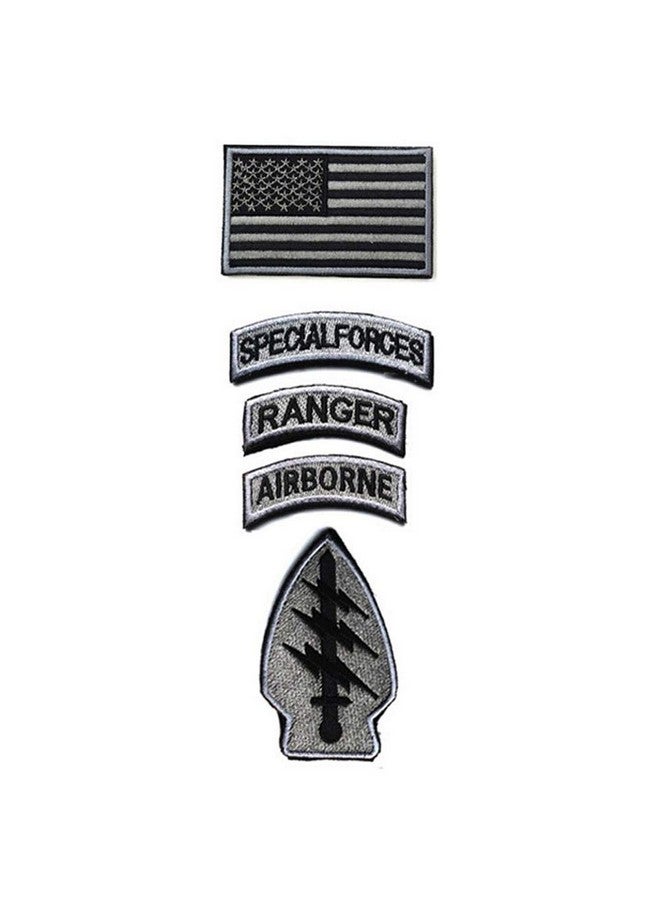 boshiho Military Patches, Tactical American Flag Patches Special Forces Ranger Airborne Badges 5 Pieces Hook And Loop Embroidered Morale Patch (Gray)  - Image 1