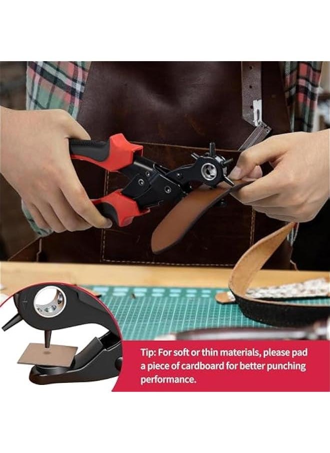 HOOKOR Revolving Punch Plier Kit,Leather Hole Punch Set for Belts,Watch Bands,Straps,Dog Collars,Saddles,Shoes,Fabric,DIY Home or Craft Projects,Heavy Duty Rotary Puncher,Multi Hole Sizes Make  - Image 4
