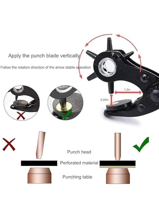 HOOKOR Revolving Punch Plier Kit,Leather Hole Punch Set for Belts,Watch Bands,Straps,Dog Collars,Saddles,Shoes,Fabric,DIY Home or Craft Projects,Heavy Duty Rotary Puncher,Multi Hole Sizes Make  - Image 5