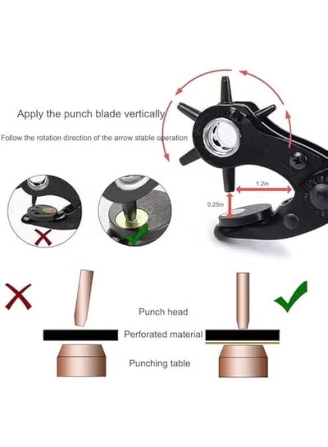 HOOKOR Revolving Punch Plier Kit,Leather Hole Punch Set for Belts,Watch Bands,Straps,Dog Collars,Saddles,Shoes,Fabric,DIY Home or Craft Projects,Heavy Duty Rotary Puncher,Multi Hole Sizes Make - Image 5