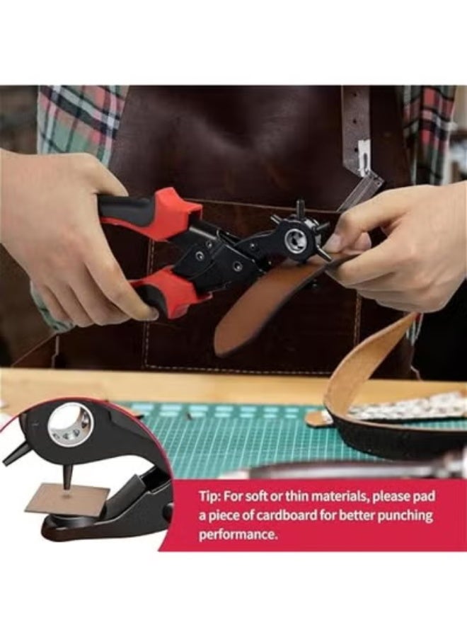 HOOKOR Revolving Punch Plier Kit,Leather Hole Punch Set for Belts,Watch Bands,Straps,Dog Collars,Saddles,Shoes,Fabric,DIY Home or Craft Projects,Heavy Duty Rotary Puncher,Multi Hole Sizes Make - Image 4