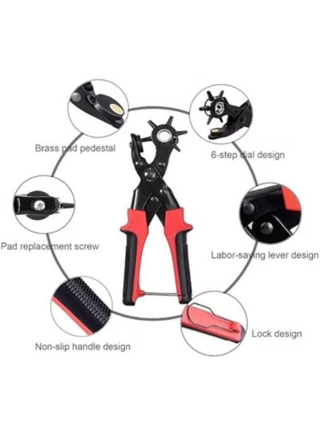 HOOKOR Revolving Punch Plier Kit,Leather Hole Punch Set for Belts,Watch Bands,Straps,Dog Collars,Saddles,Shoes,Fabric,DIY Home or Craft Projects,Heavy Duty Rotary Puncher,Multi Hole Sizes Make - Image 3