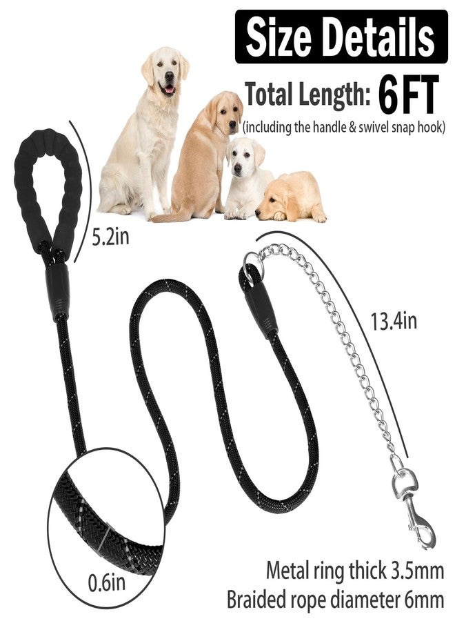 HOMIMP Chew Proof Dog Leash for Medium Large Dogs, Reflective 6 FT Heavy Duty Metal Chain Dog Leashes with Soft Padded Handle, Anti Bite Durable Rope Leashes for Pitbull, Non Chewable - Image 2