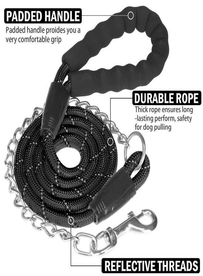 HOMIMP Chew Proof Dog Leash for Medium Large Dogs, Reflective 6 FT Heavy Duty Metal Chain Dog Leashes with Soft Padded Handle, Anti Bite Durable Rope Leashes for Pitbull, Non Chewable - Image 5