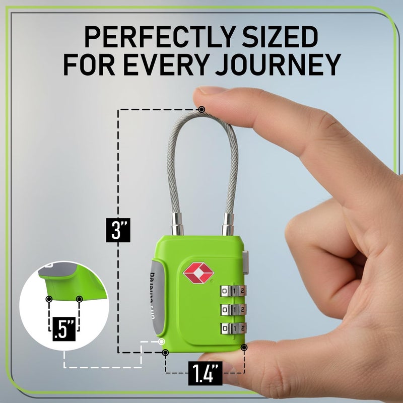 Untethered TSA Luggage Locks (3 Pack) â€“ Resettable 3-Digit Combination TSA Approved Travel Padlocks for Suitcases, Backpacks, Gym Bags & Checked Baggage (3 Pack | Green) - Image 4