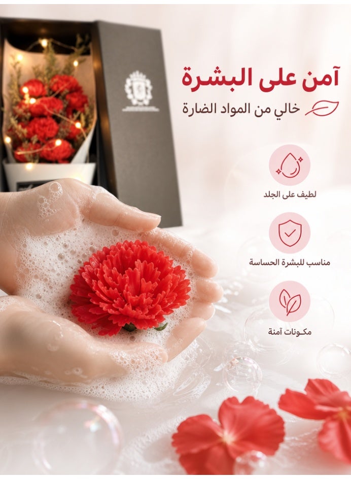 uoobox Carnation Soap Flower Gift Box, 11pcs Everlasting Artificial Flowers with LED String Lights & Greeting Card, Multi-Purpose Soap Petals, Suitable for Eid al-Fitr/Eid al-Adha/Birthday/Mother's Day - Image 3
