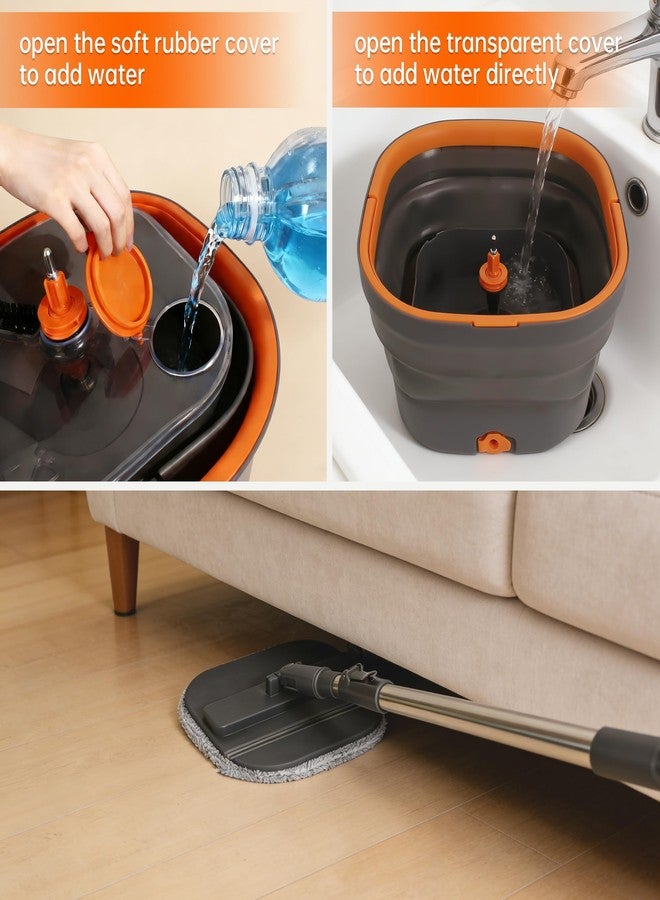 BOWEITI Collapsible Mop and Bucket Set, Spin Mop with Separate Dirty and Clean Water, 6 Replaceable Mopping Pads with Foldable Handle, Deep Cleaning Mops and Buckets for Household Use Floor Cleaning - Image 5