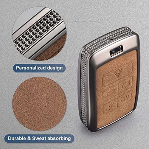 YO&YOYE for Land Rover Key Fob Cover with Keychain Leather Key Case Protector Compatible with Land Rover Vogue Range Discovery Rover Sport (Model2, Brown) - Image 4