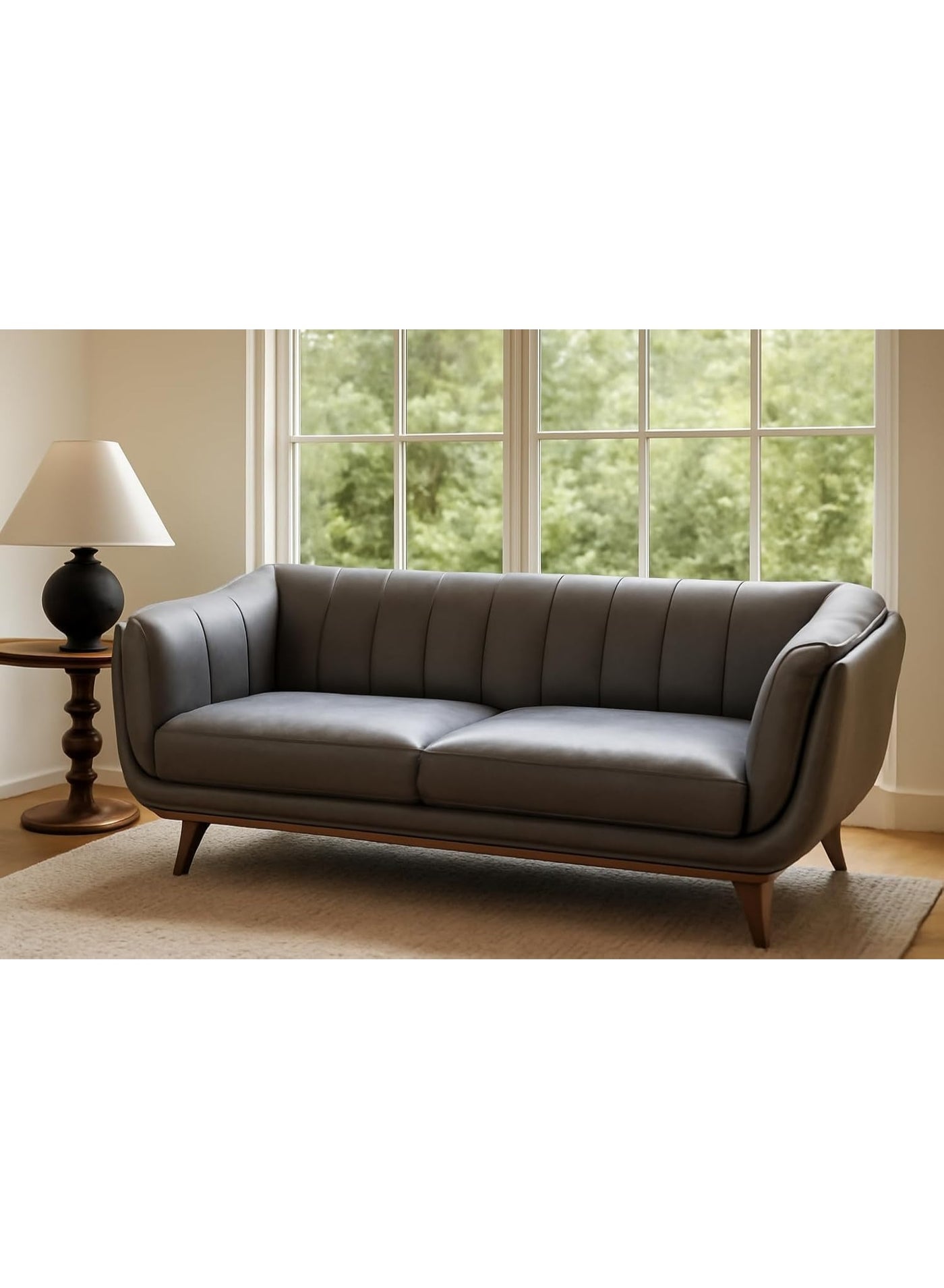 HOMEAARA Natural Full Cowhide Leather 3 Seater Sofa, 2230x920x760 mm, Premium Quality Genuine Leather, Modern Design, Durable Hardwood Frame, Comfortable Seating Couch
