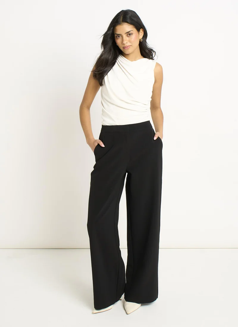 Gini London Black Wide Leg Tailored Trousers