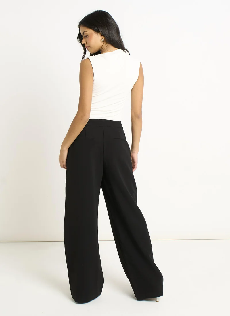 Gini London Black Wide Leg Tailored Trousers