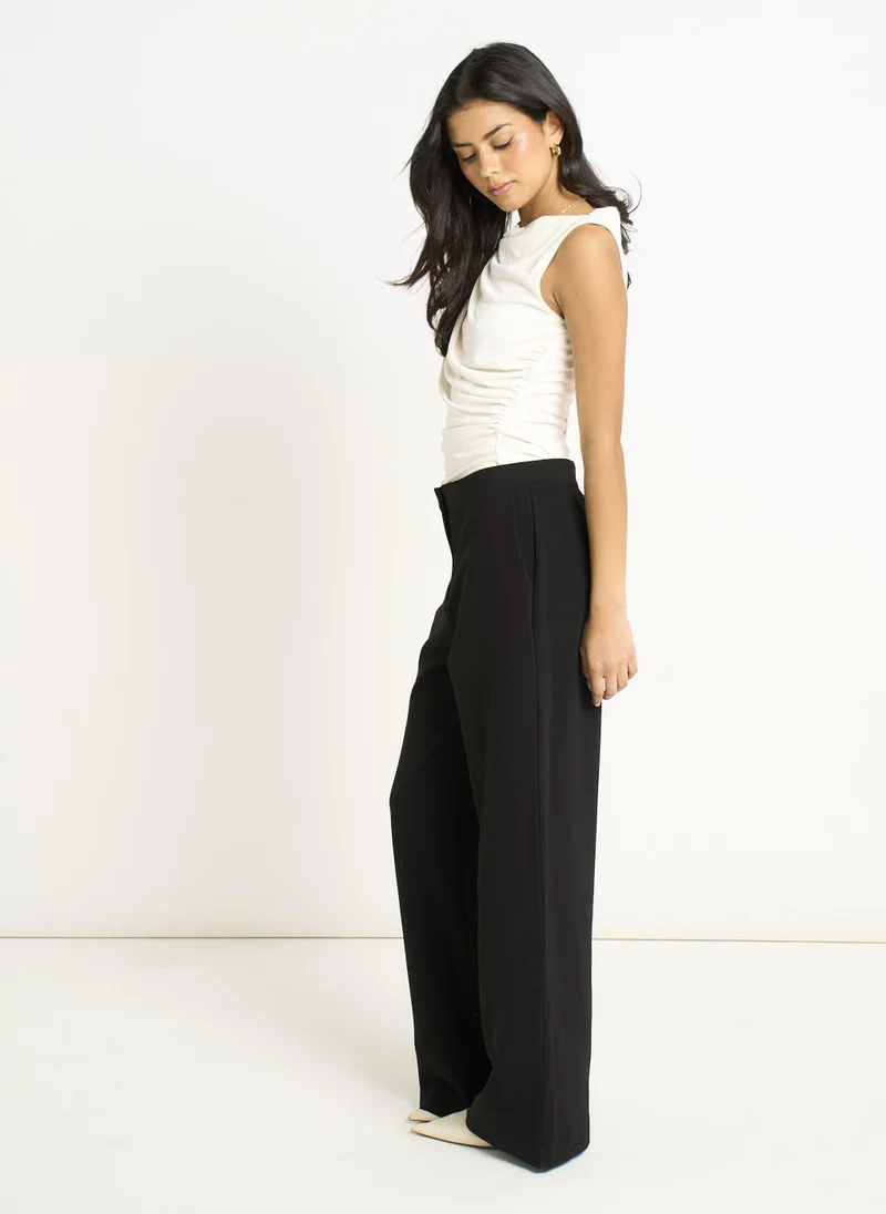 Gini London  Black Wide Leg Tailored Trousers for Women | Best Price UAE