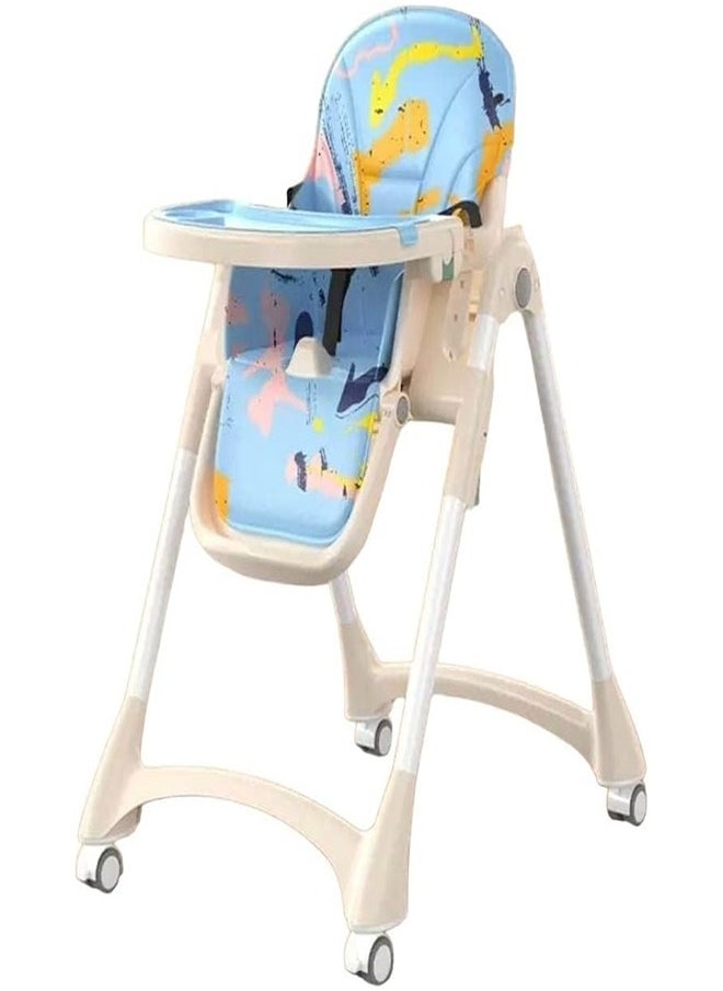 Generic Feeding Dining Leather Chair 2 Levels Cyan - 3-1 
